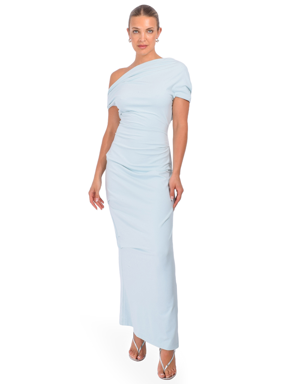 PARIS GEORGIA Elemental Ida Dress in Pale Blue Front View 1