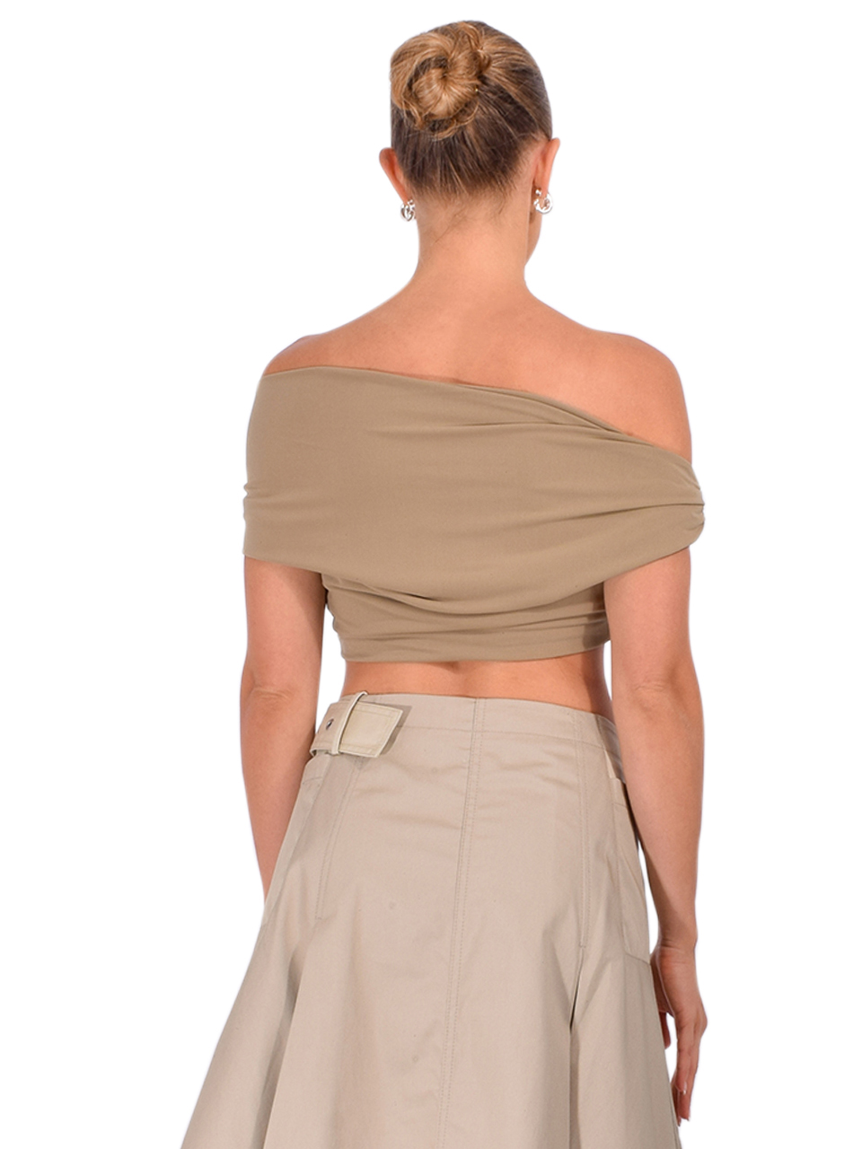PARIS GEORGIA Elemental Ida Crop Top in Almond Back View 
