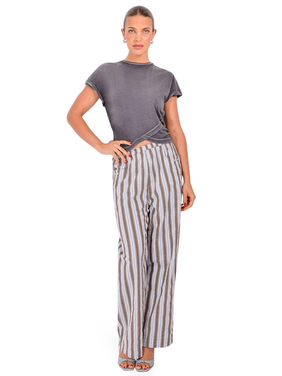 CHRLDR Layla Cap Sleeve Top in Gray Full Outfit 

