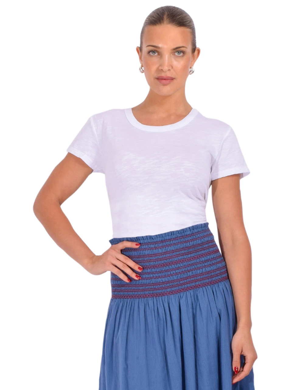 CHRLDR Ava Mock Layer T-Shirt in White Front View 