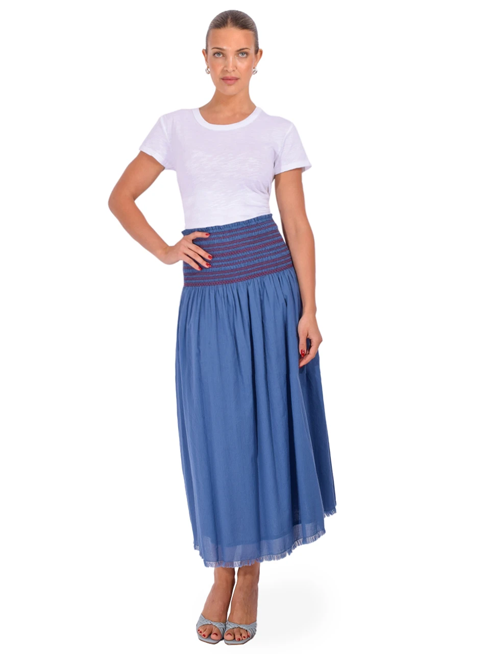 CHRLDR Ava Mock Layer T-Shirt in White Full Outfit 