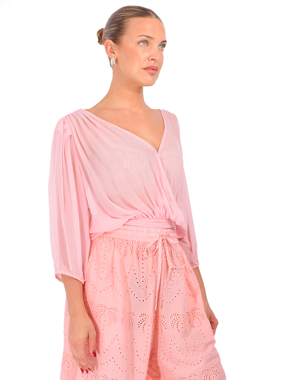 ÉTAT D'ÉTÉ Ballerin Blouse in Pale Rosette Side View 