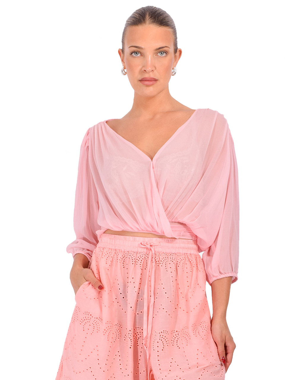 ÉTAT D'ÉTÉ Ballerin Blouse in Pale Rosette Front View 