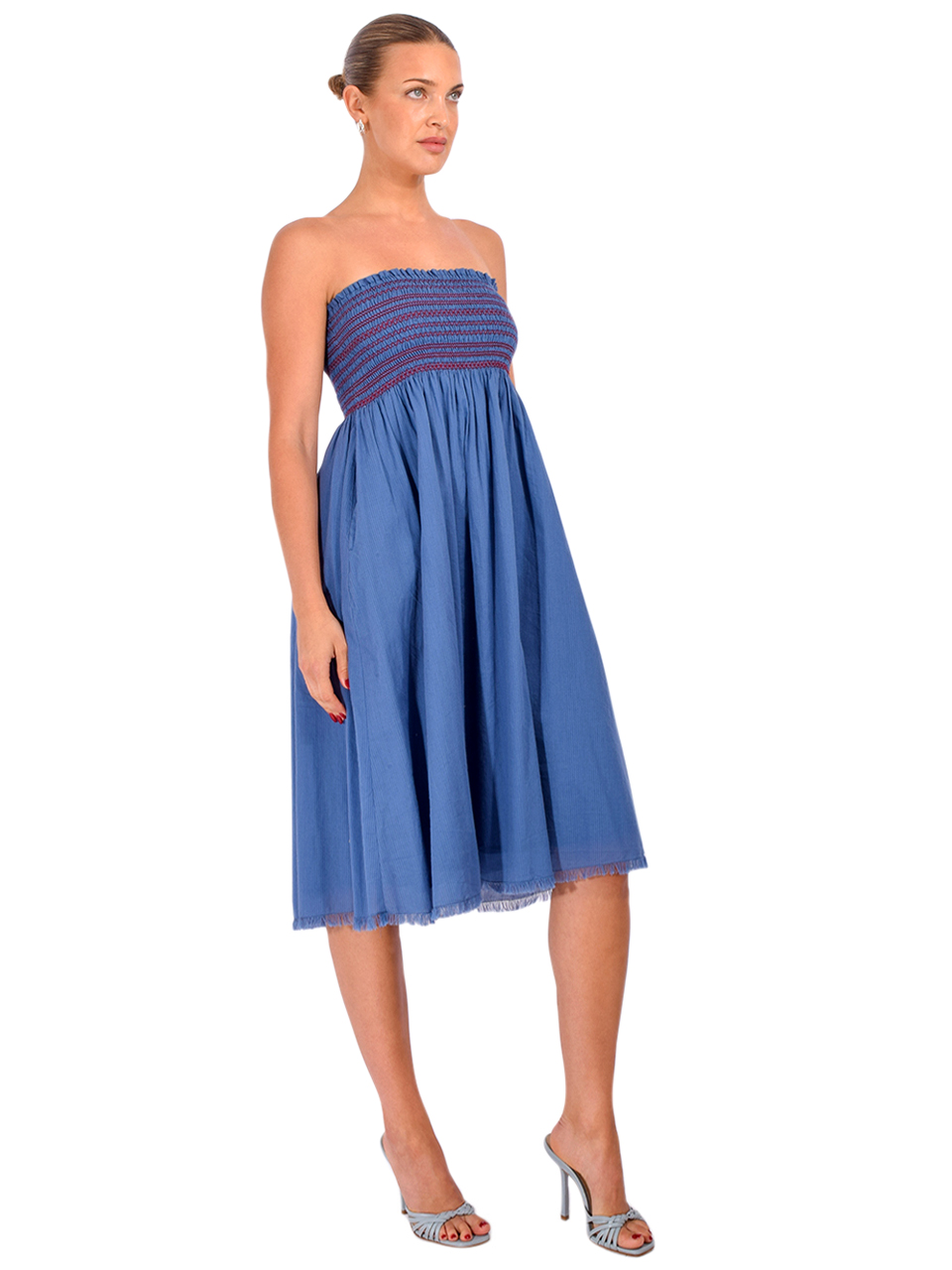 HOD Aurore Skirt in Indigo worn as a dress Side View 