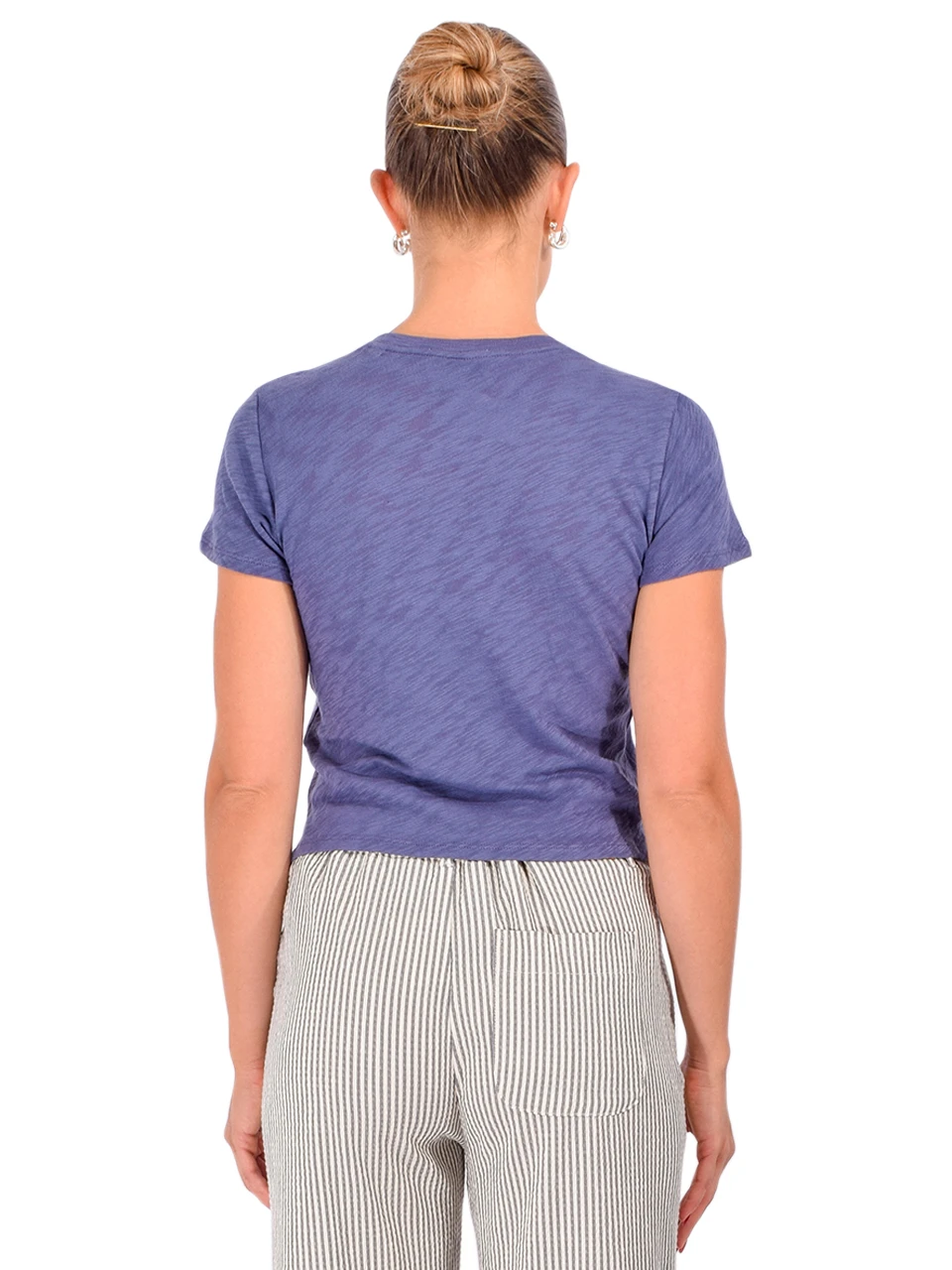 ATM Slub Jersey Baby Tee in Dusk Blue Back View