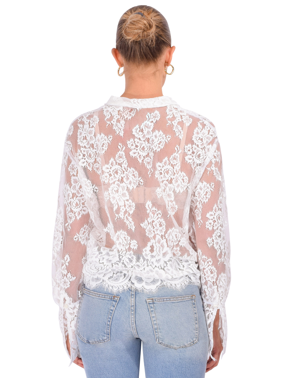 CISSA The Victorian Blouse in White Raschel Lace Back View 
