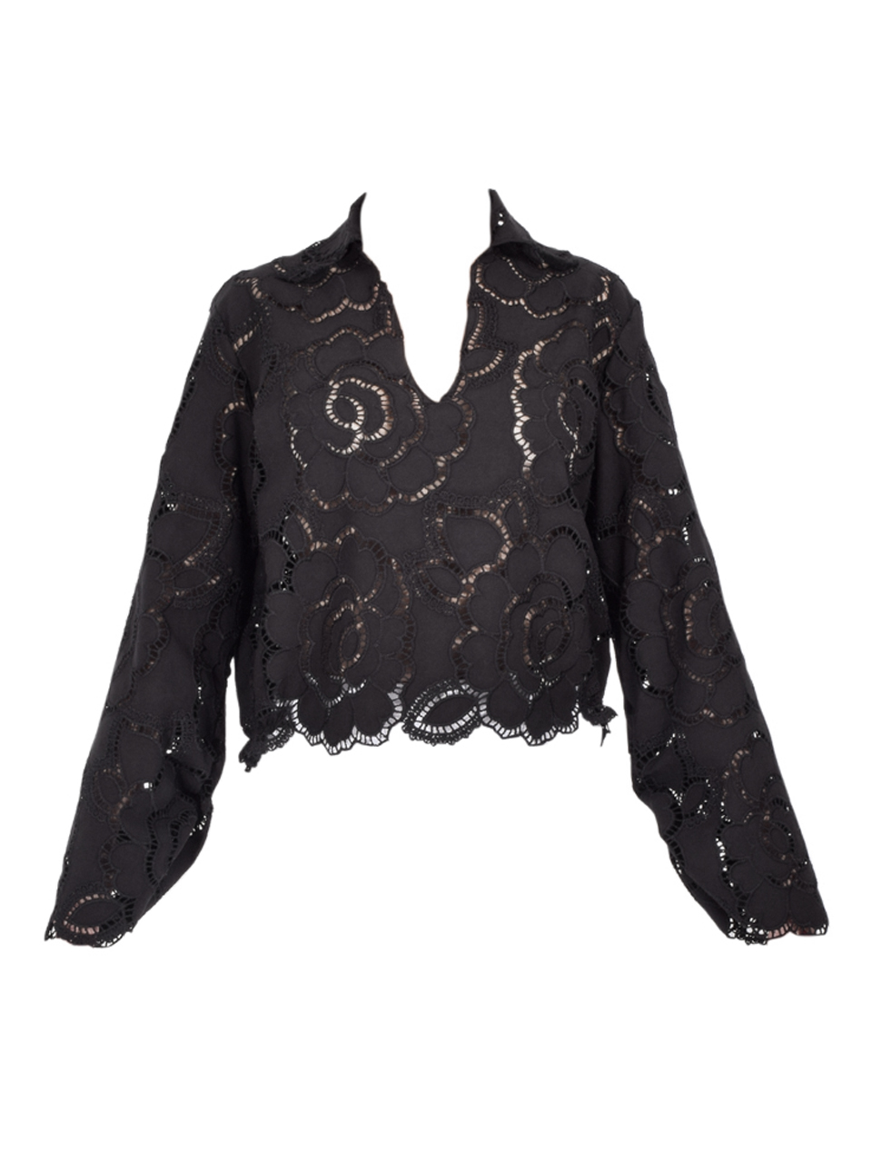 CISSA The Victorian Blouse in Black Venetian Embroidery Product Shot
