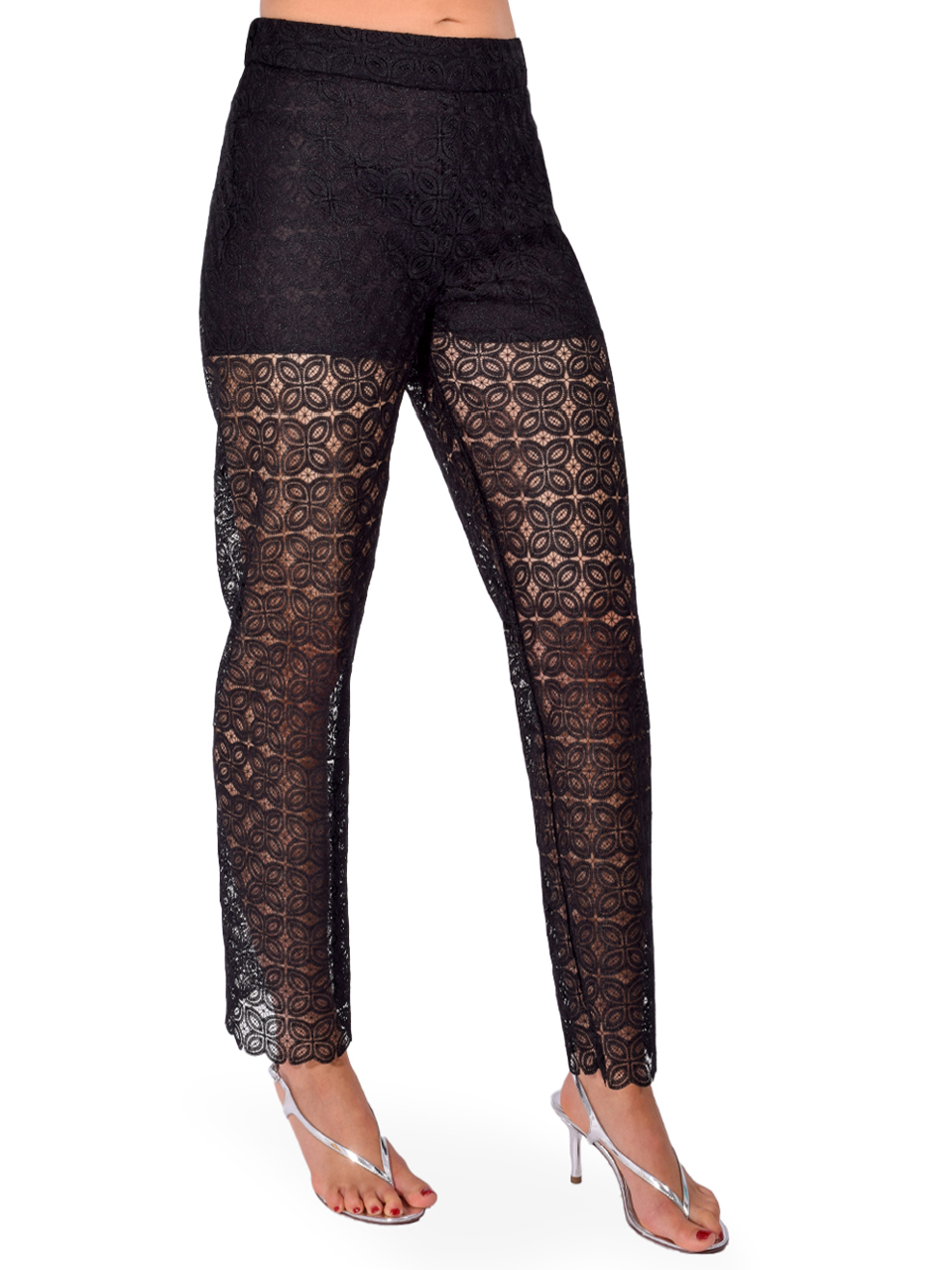 LE SUPERBE Micro Crochet Camp Pants in Black Side View 