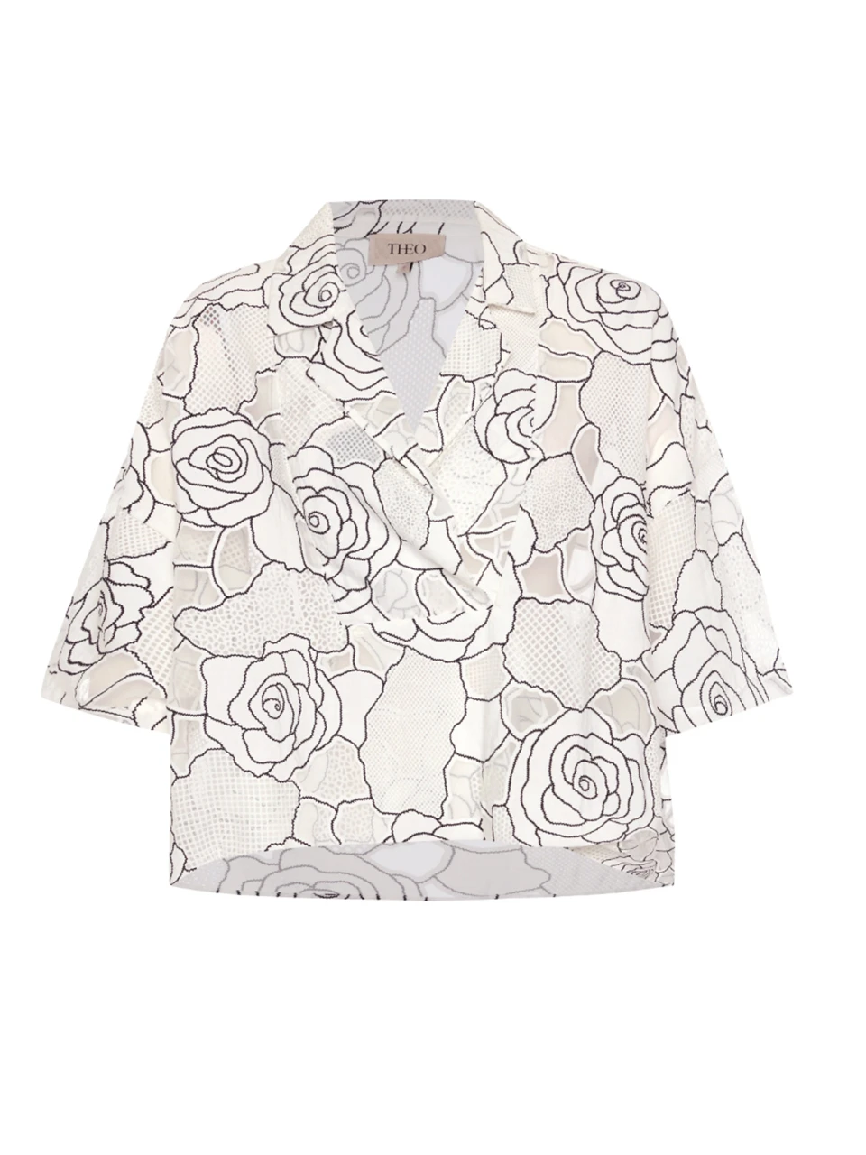 THEO Ourania Oversized Draped Shirt in Ivory Product Shot 