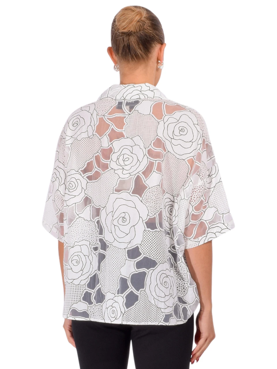 THEO Ourania Oversized Draped Shirt in Ivory Back View 