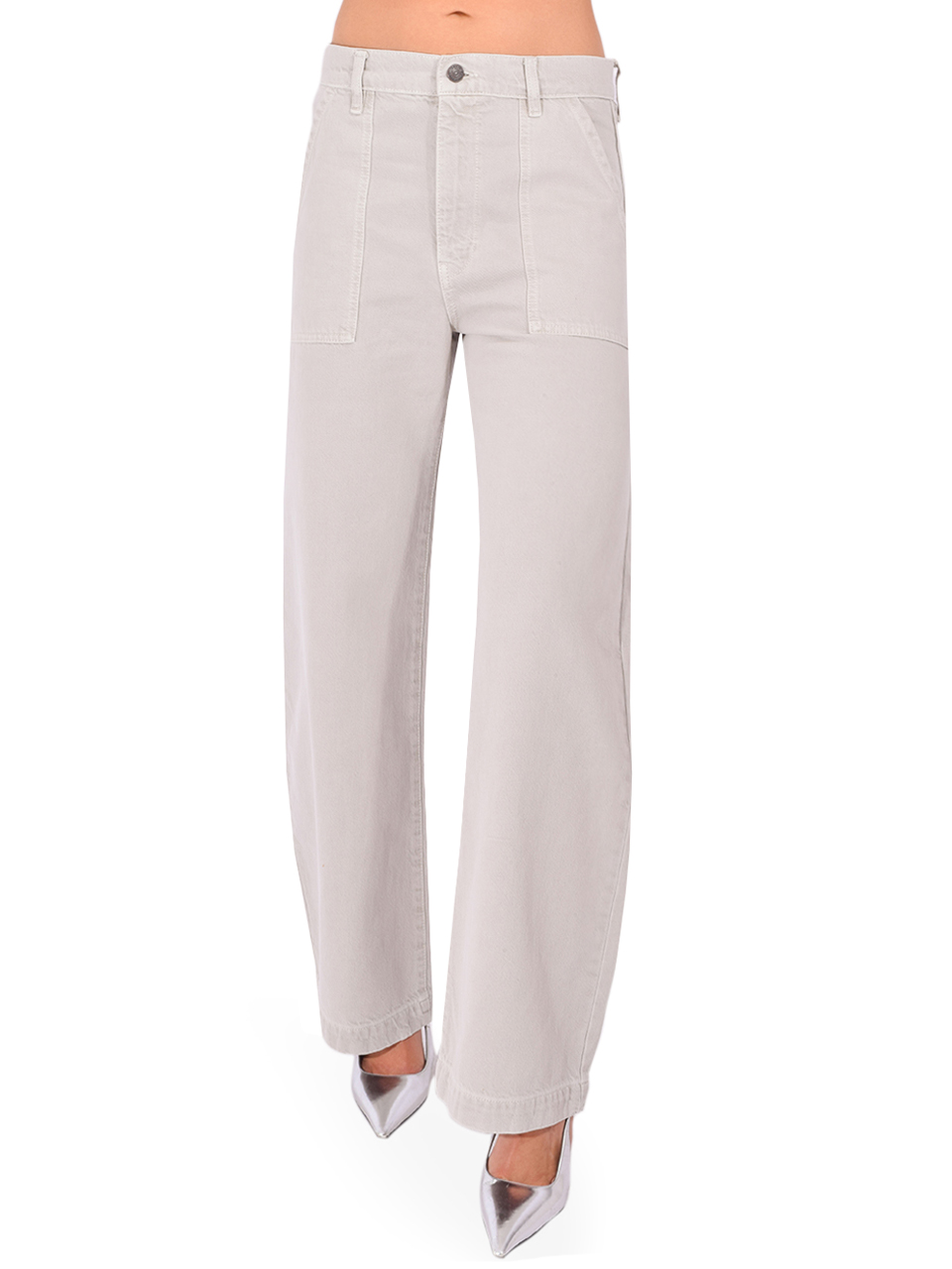 FRAME The Bow Cargo Jean in Flax Front View 