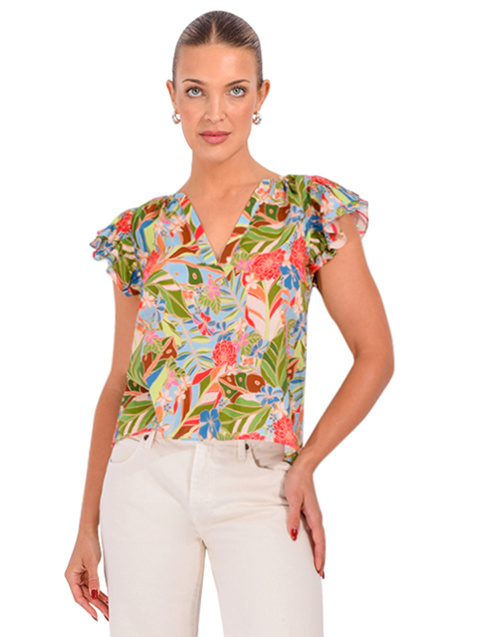 GILNER FARRAR Orla Blouse in Amazonian Print Front View 