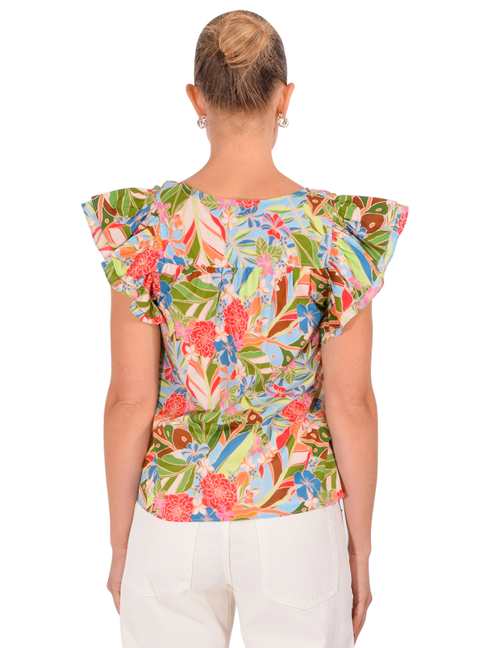 GILNER FARRAR Orla Blouse in Amazonian Print Back View 