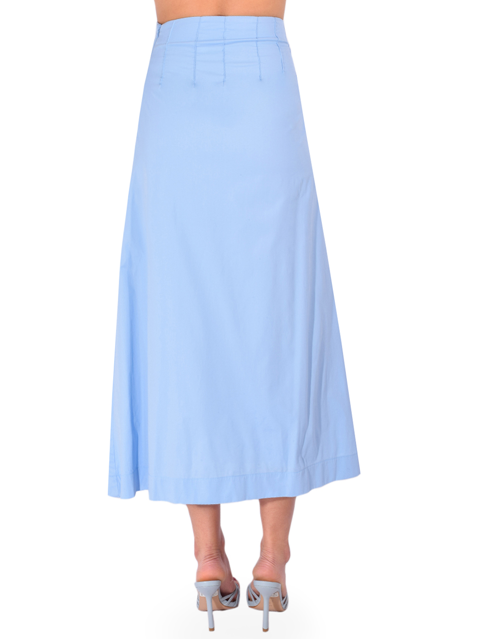 PRIME OF LIME Corina Midi Skirt in Celeste Blue Back View 