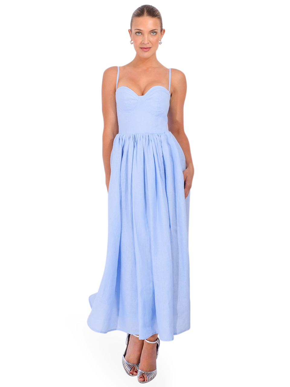 PRIME OF LIME Catalina Dress in Celeste Blue Full Outfit 