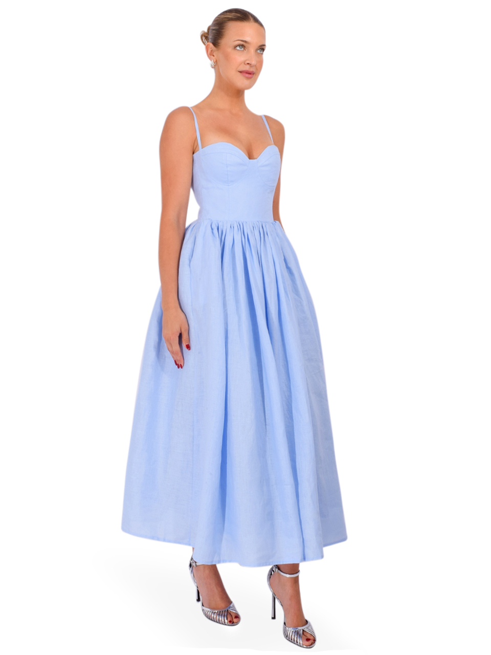 PRIME OF LIME Catalina Dress in Celeste Blue Side View 
