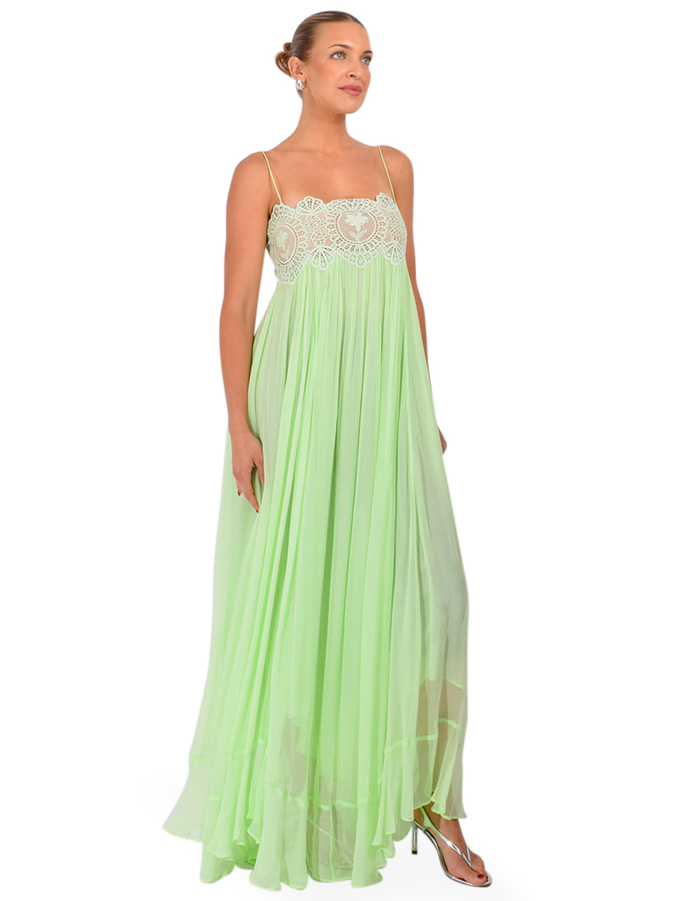 RETROFÊTE Gypsy Dress in Pistachio Side View 