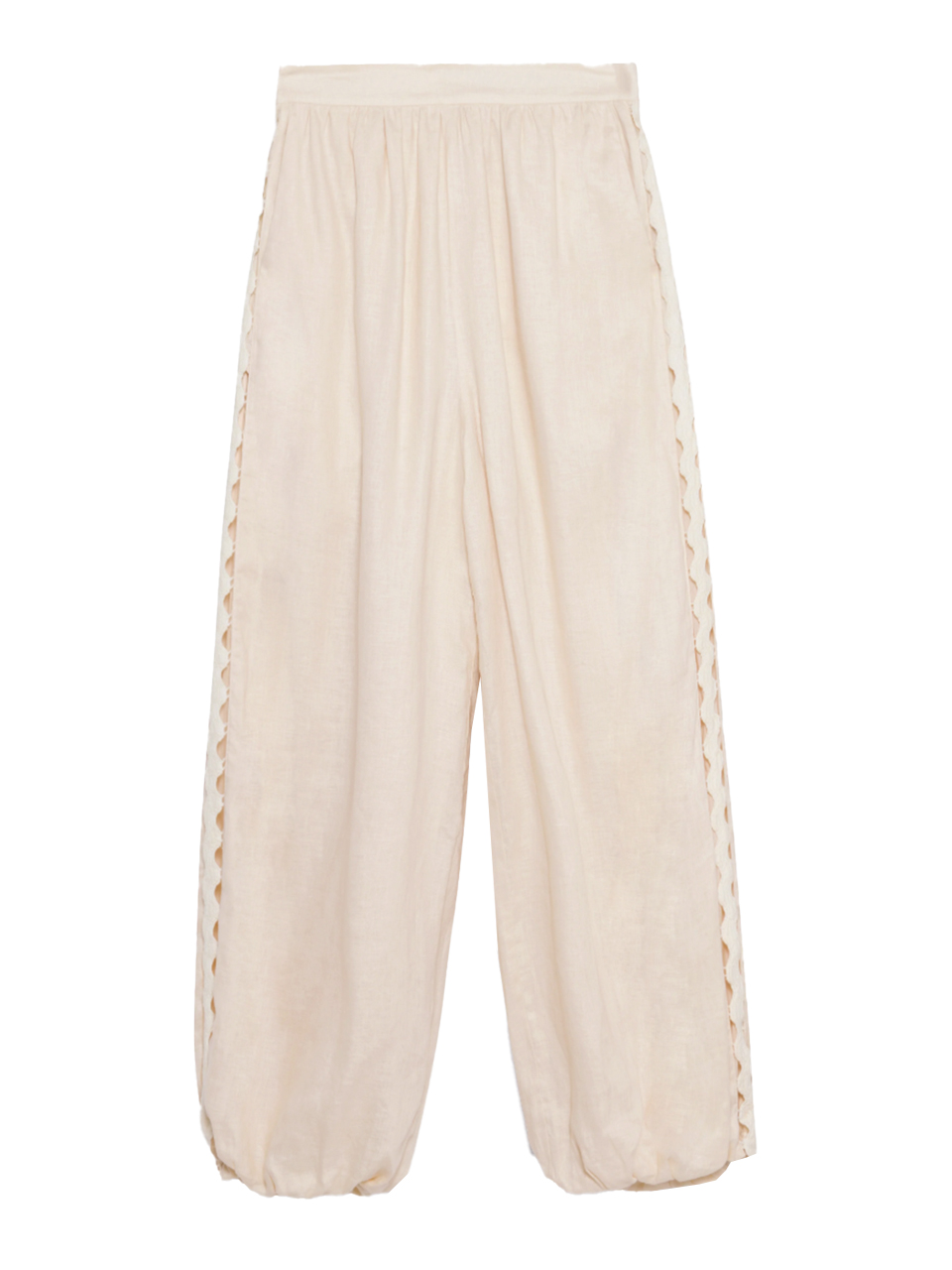 SIMKHAI Selah Linen Lace Balloon Pant in Sand