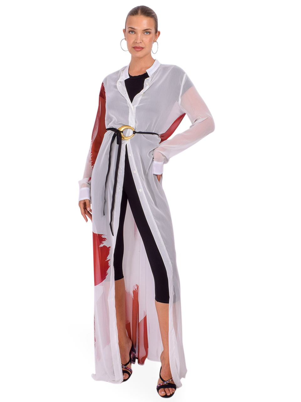 ALBERTO AUDENINO Claudial Shirt Dress in White Front View 2