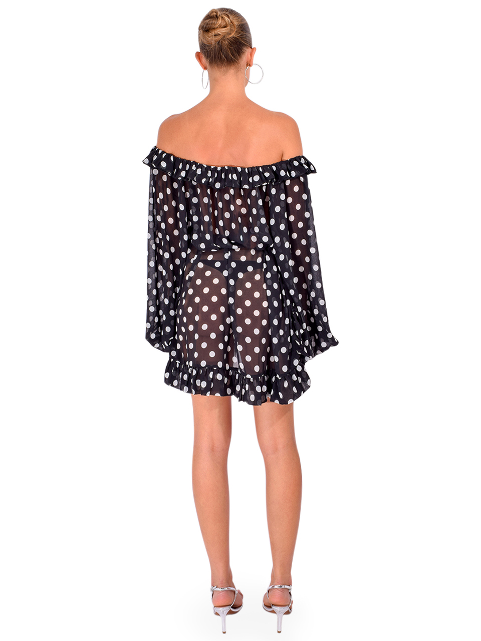 CAROLINE CONSTAS Cosima Mini Cover-Up in Polka Dot Back View 