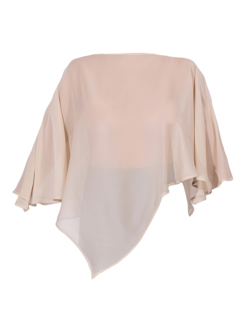 STAVII Silk Georgette Poncho in Latte