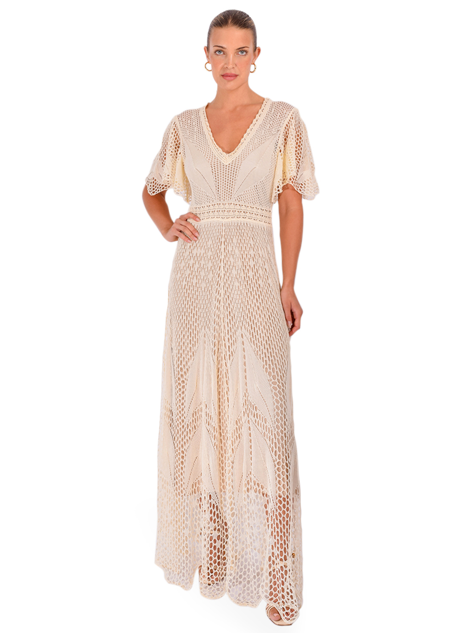 BA&SH Umia Dress in Vanille Front View 1