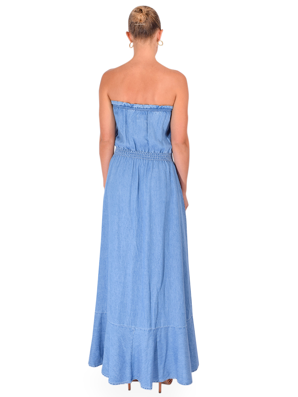 DREW Andy Strapless Dress in Bleach Back View 
