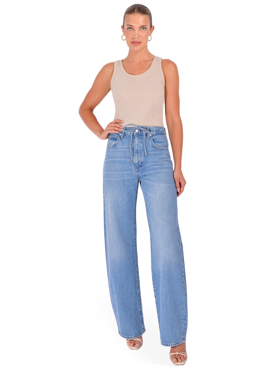 DREW Elle Tank Top in Oat Full Outfit 


