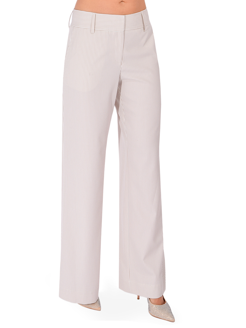 DREW Breigh Pant in Khaki Stripe Side View 