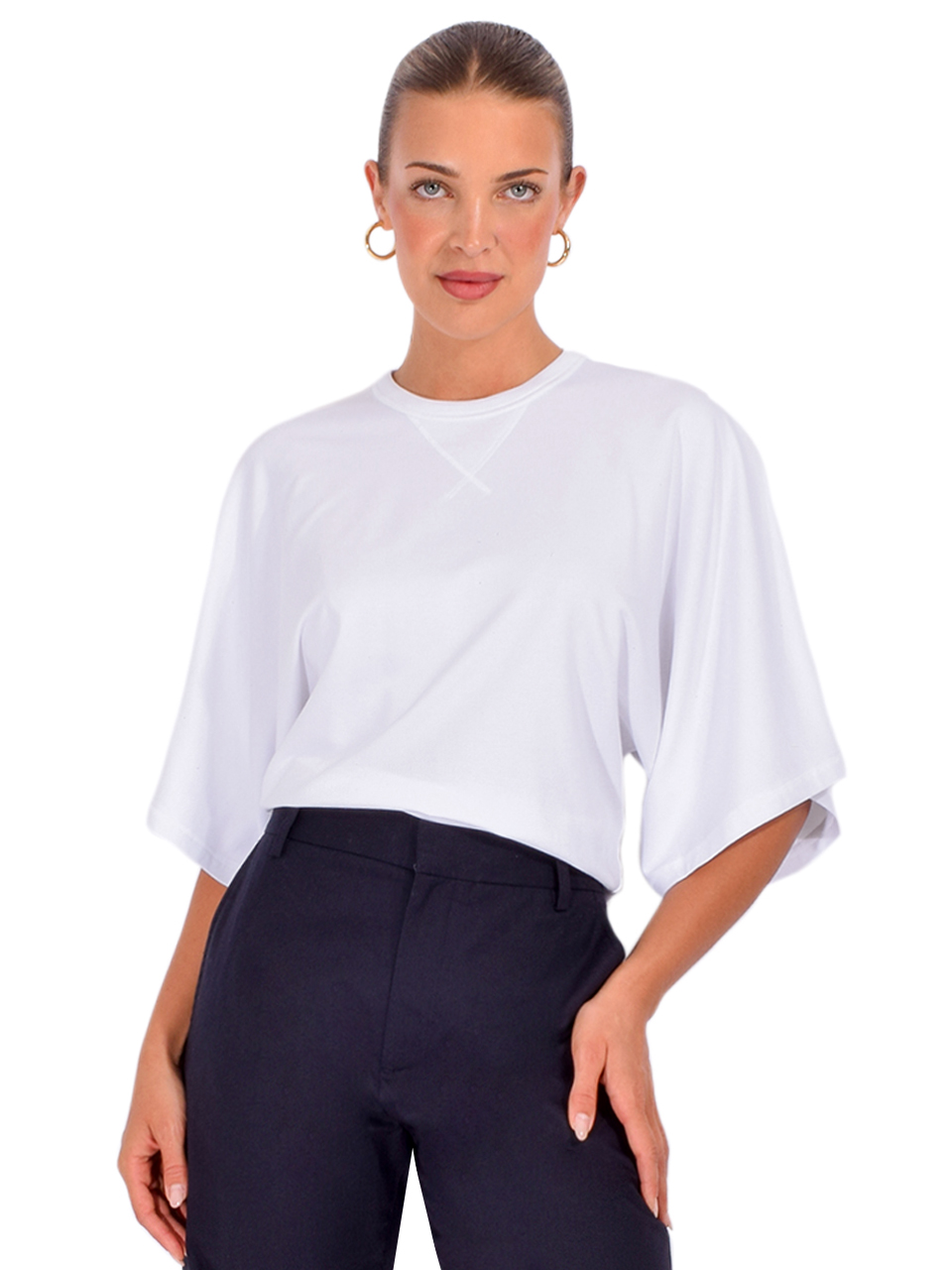 SIMKHAI Amara Kimono Top in White Front View 