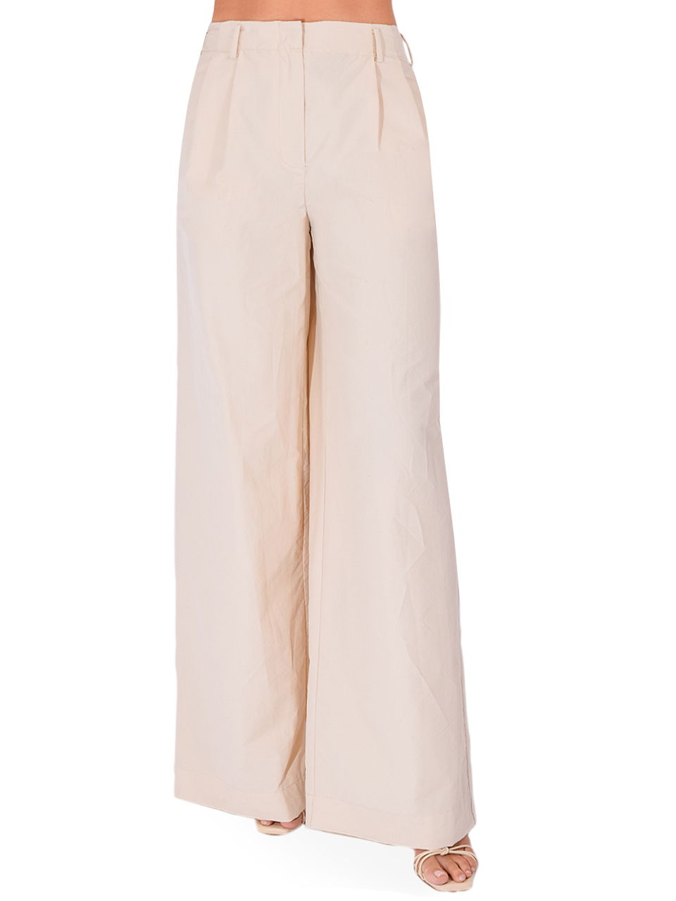 SIMKHAI Leroy Pleated Pant in Stone Front View 