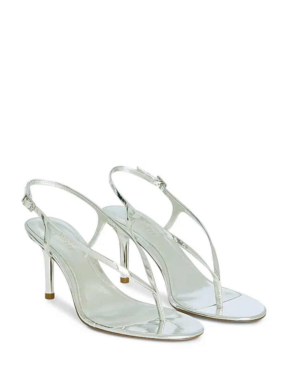 RETROFÊTE Klotilde Slingback Heel in Silver Front Side View 