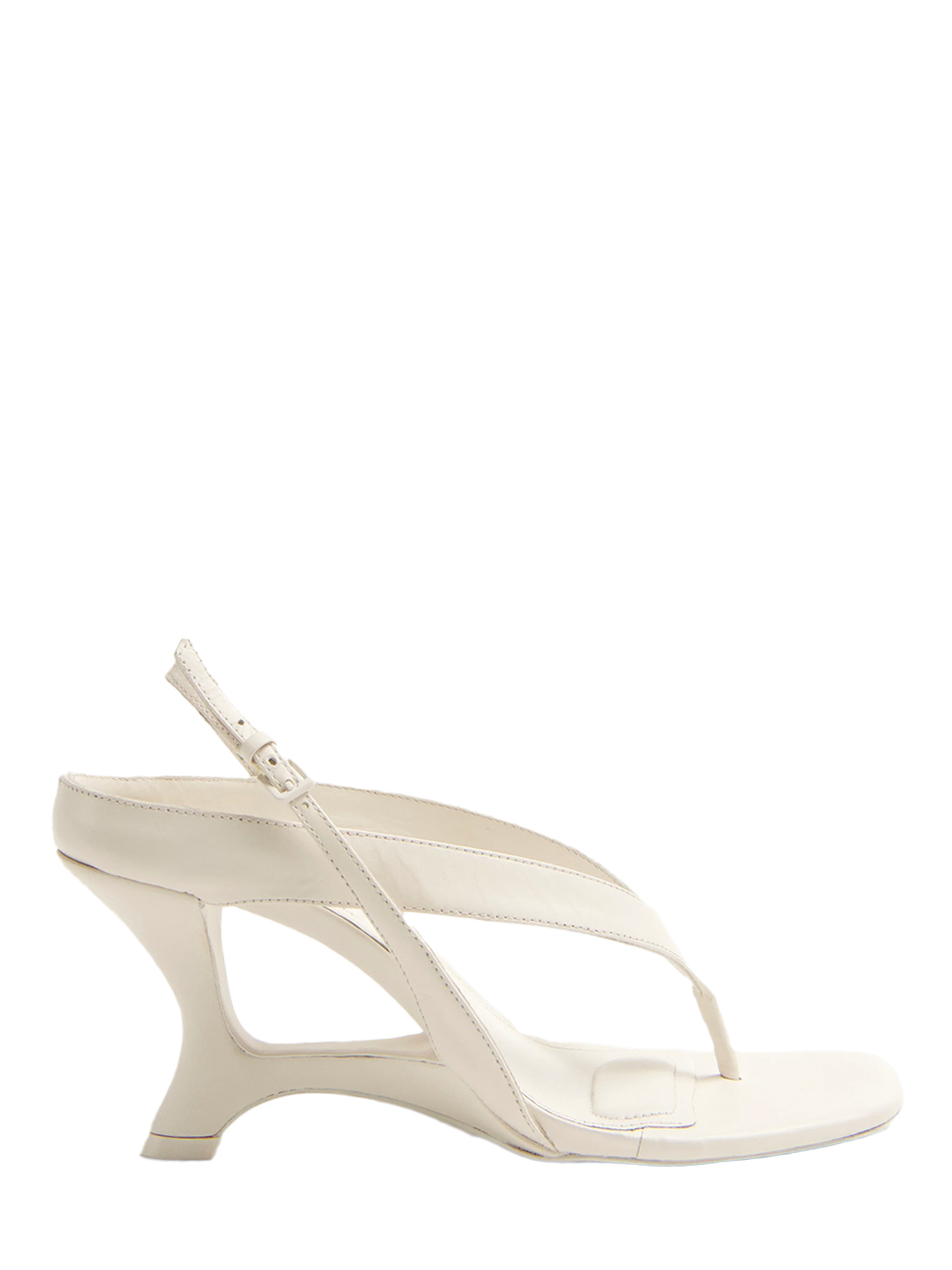 SIMKHAI Darya Leather Wedge Thong Sandal in Alabaster Side View 
