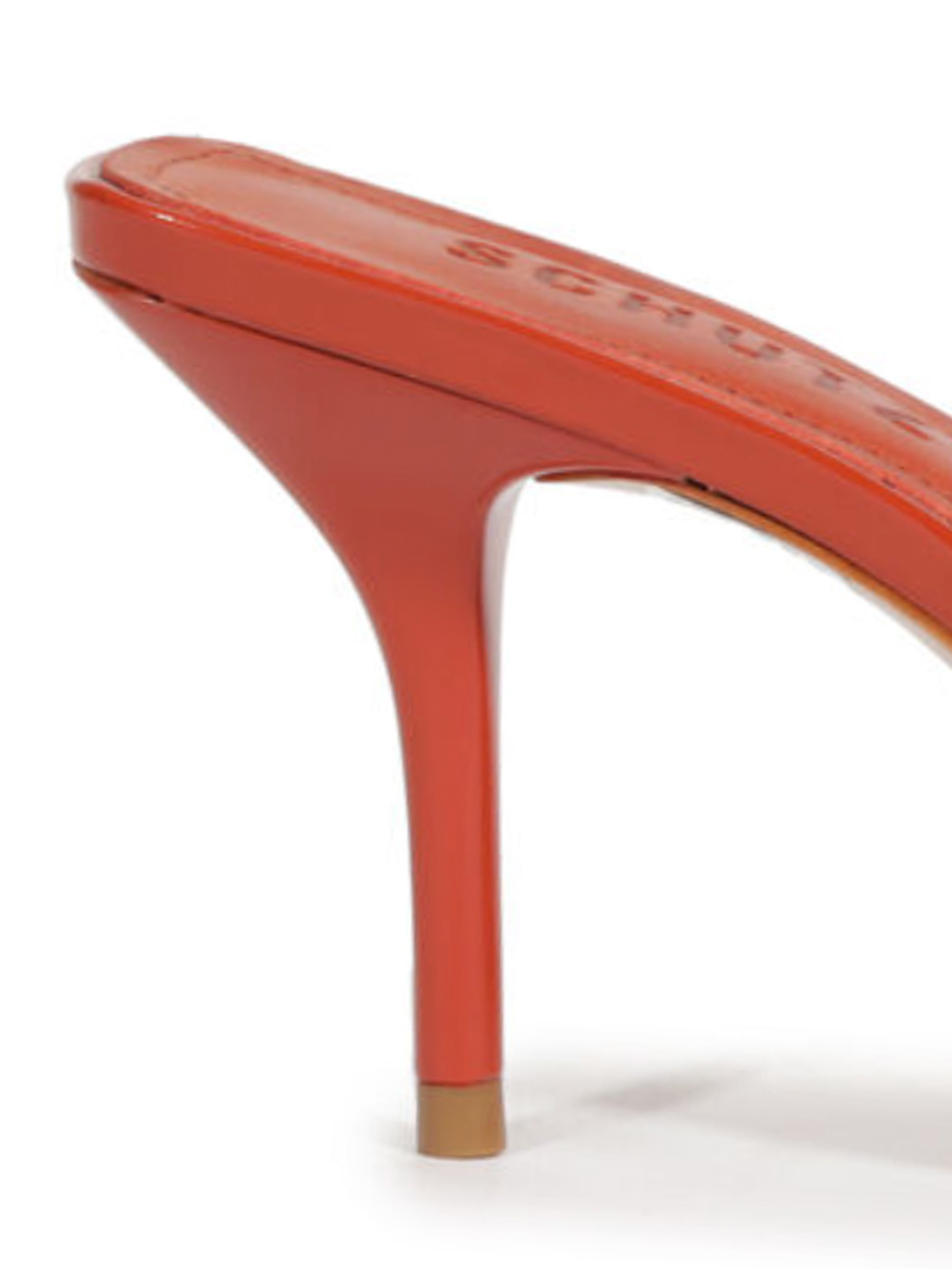 SCHUTZ Elodie Mule in Sunset Ochre Heel Detail
