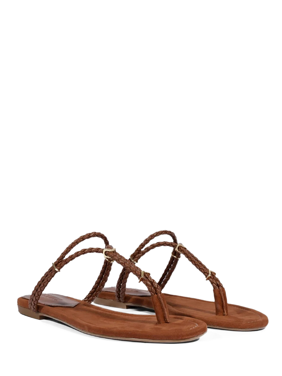SCHUTZ Cordelia Flat Sandal in Cognac Front Side View 