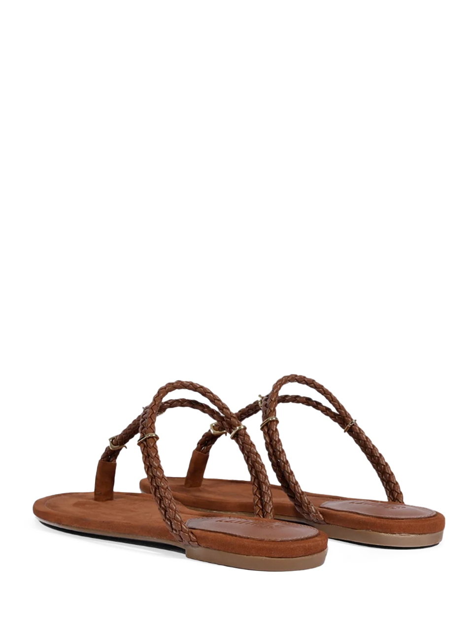 SCHUTZ Cordelia Flat Sandal in Cognac Back Side View 