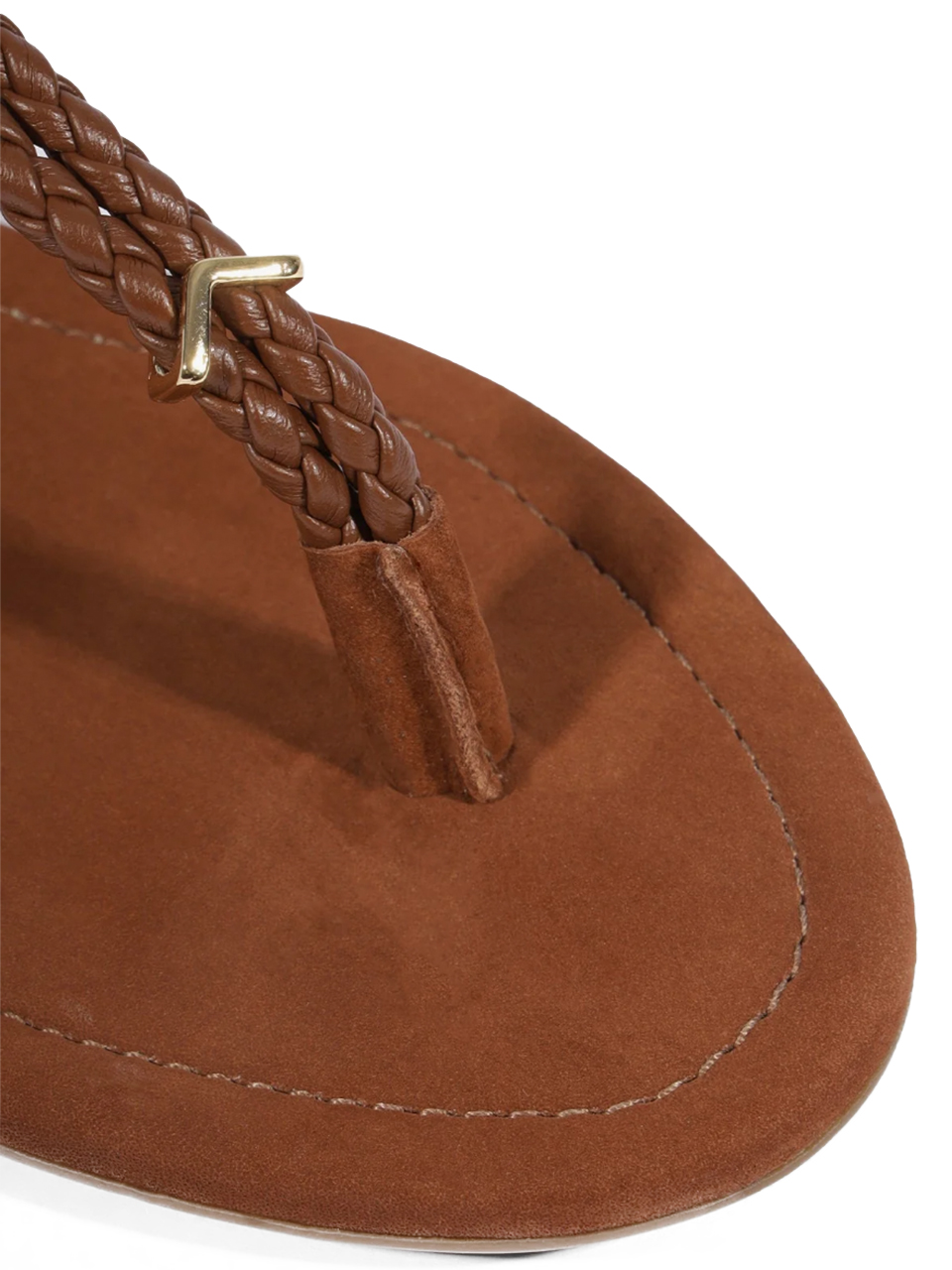 SCHUTZ Cordelia Flat Sandal in Cognac Toe Detail