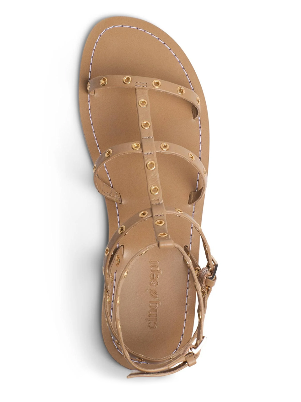 CINQ À SEPT Ariella Strappy Grommet Sandal in Brown Top View 