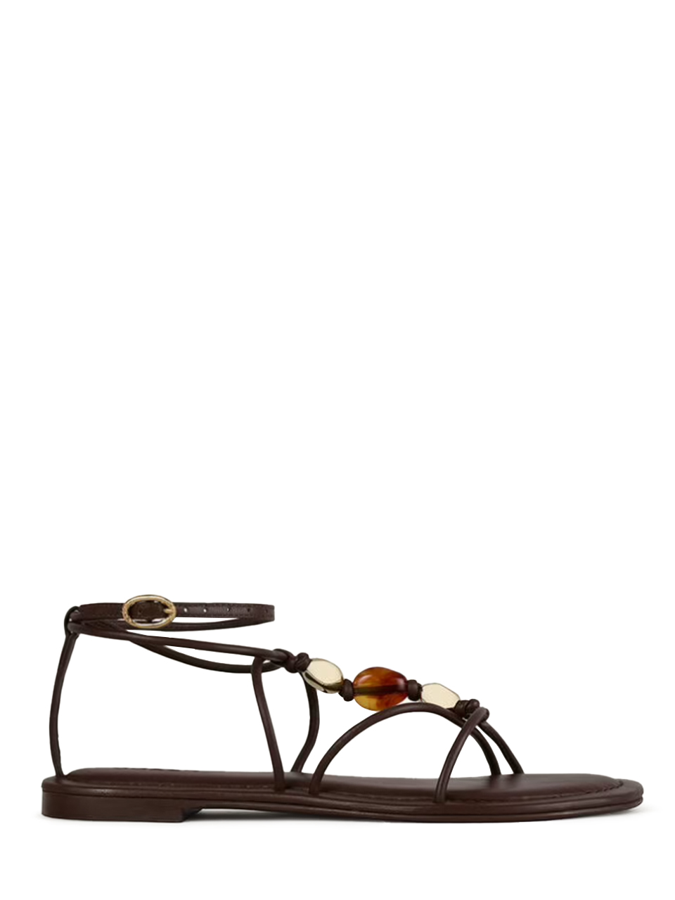 BA&SH Caya Beaded Sandals in Brown Side View 