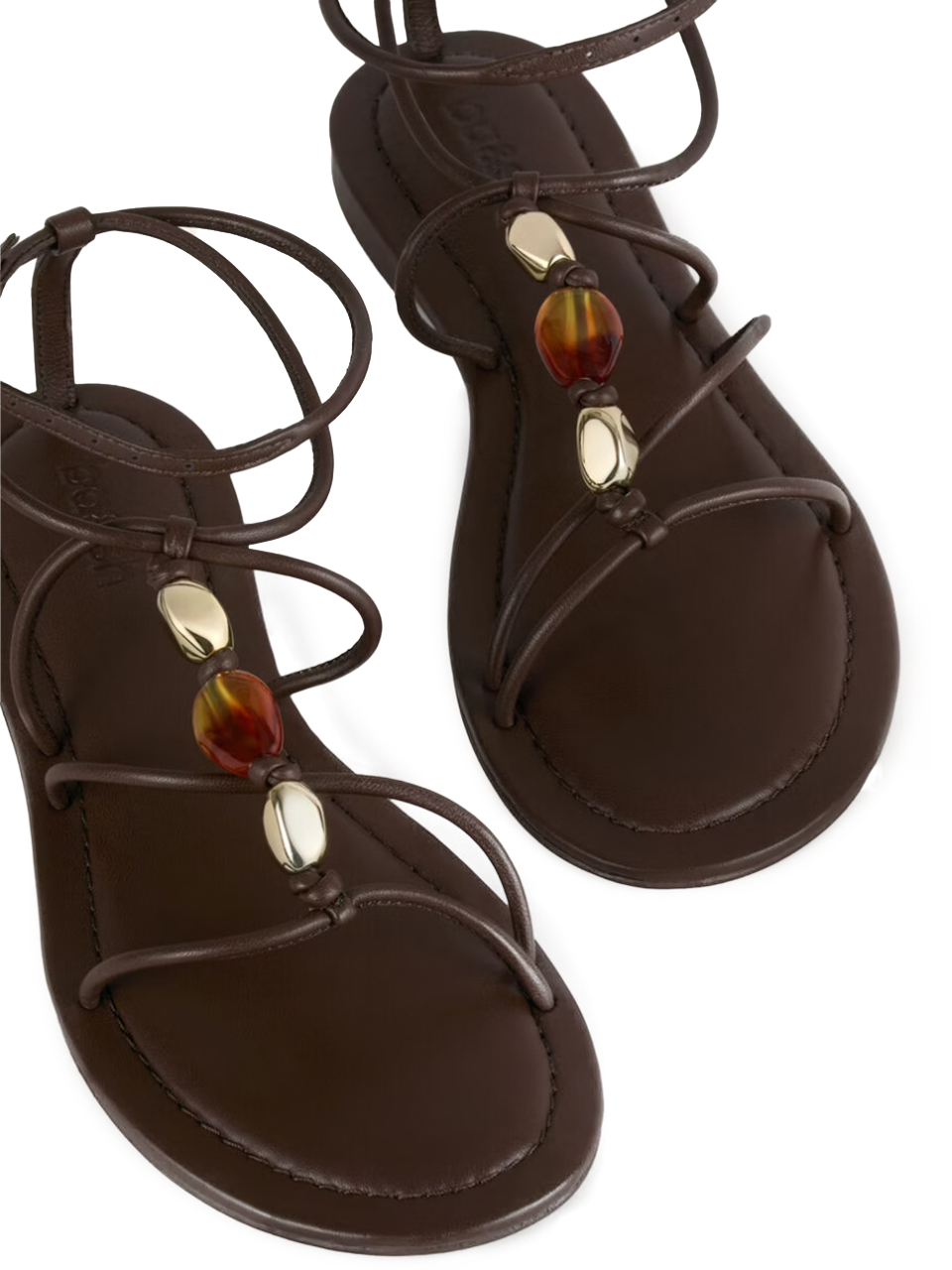 BA&SH Caya Beaded Sandals in Brown
