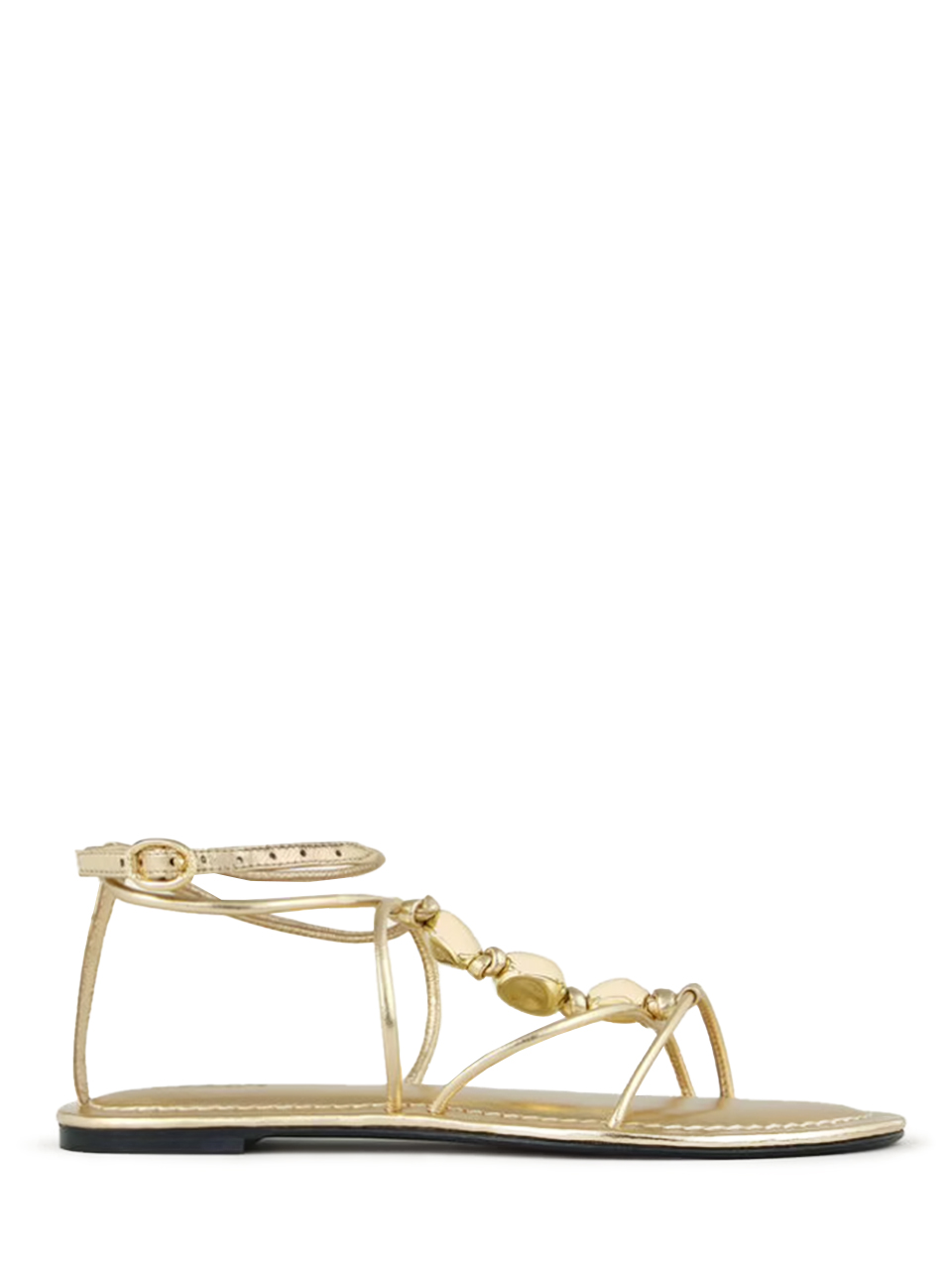 BA&SH Caya Beaded Sandals in Gold Side View 