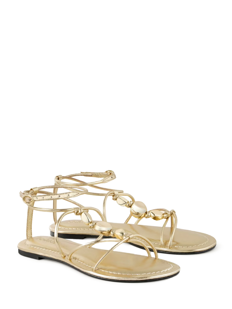 BA&SH Caya Beaded Sandals in Gold Front Side View 