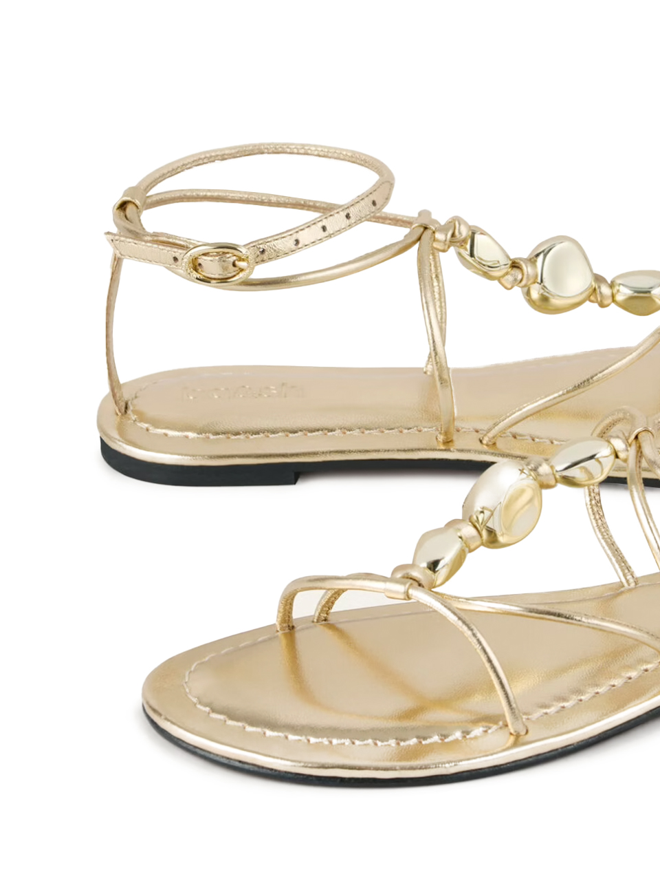 BA&SH Caya Beaded Sandals in Gold Heel and Toe Details