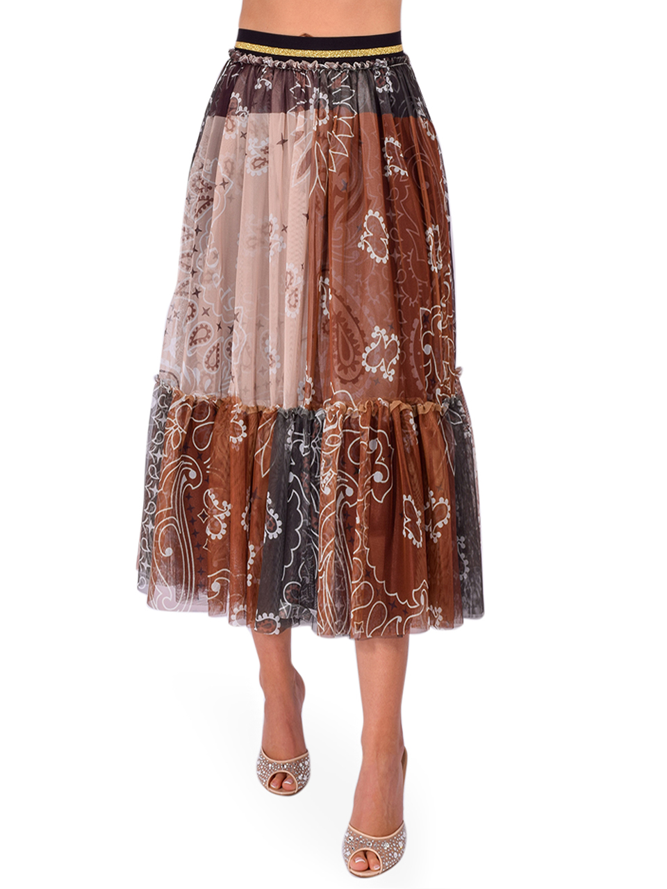 5 PROGRESS Bandana Military Skirt in Green Front View 