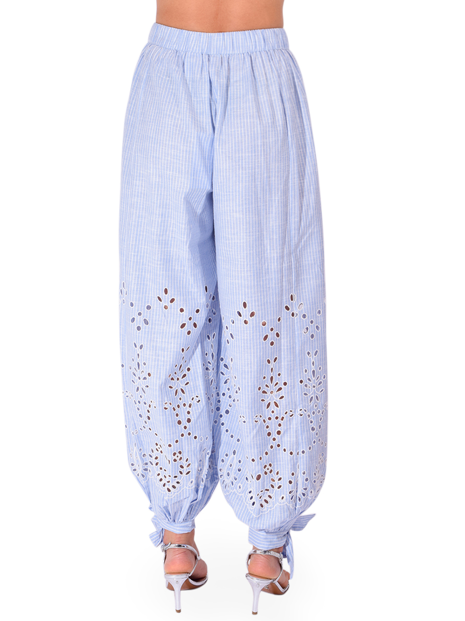 HEMANT & NANDITA Dhara Harem Pants in Blue Back View 