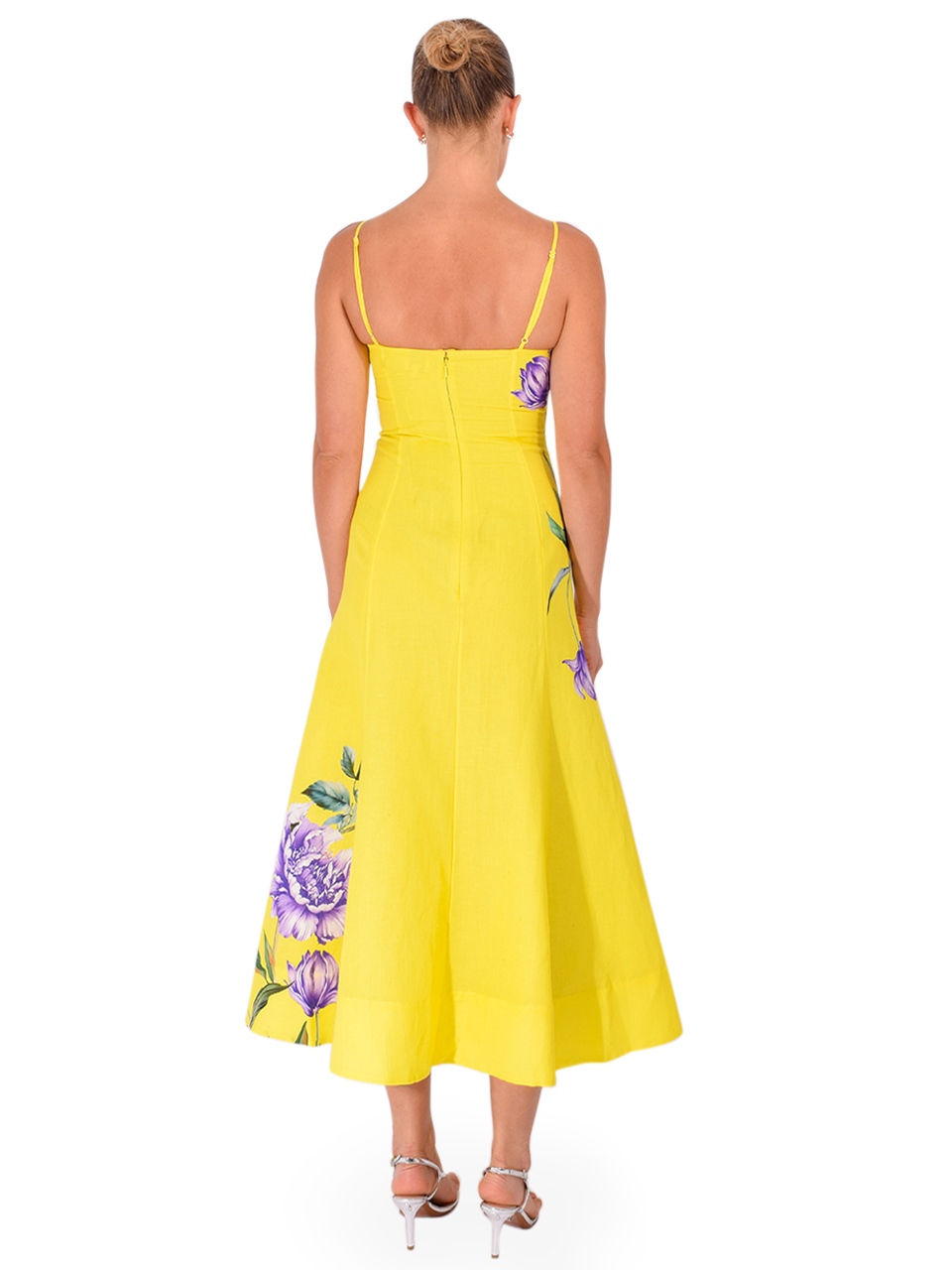 HEMANT & NANDITA Vama Midi Dress in Yellow Back View 