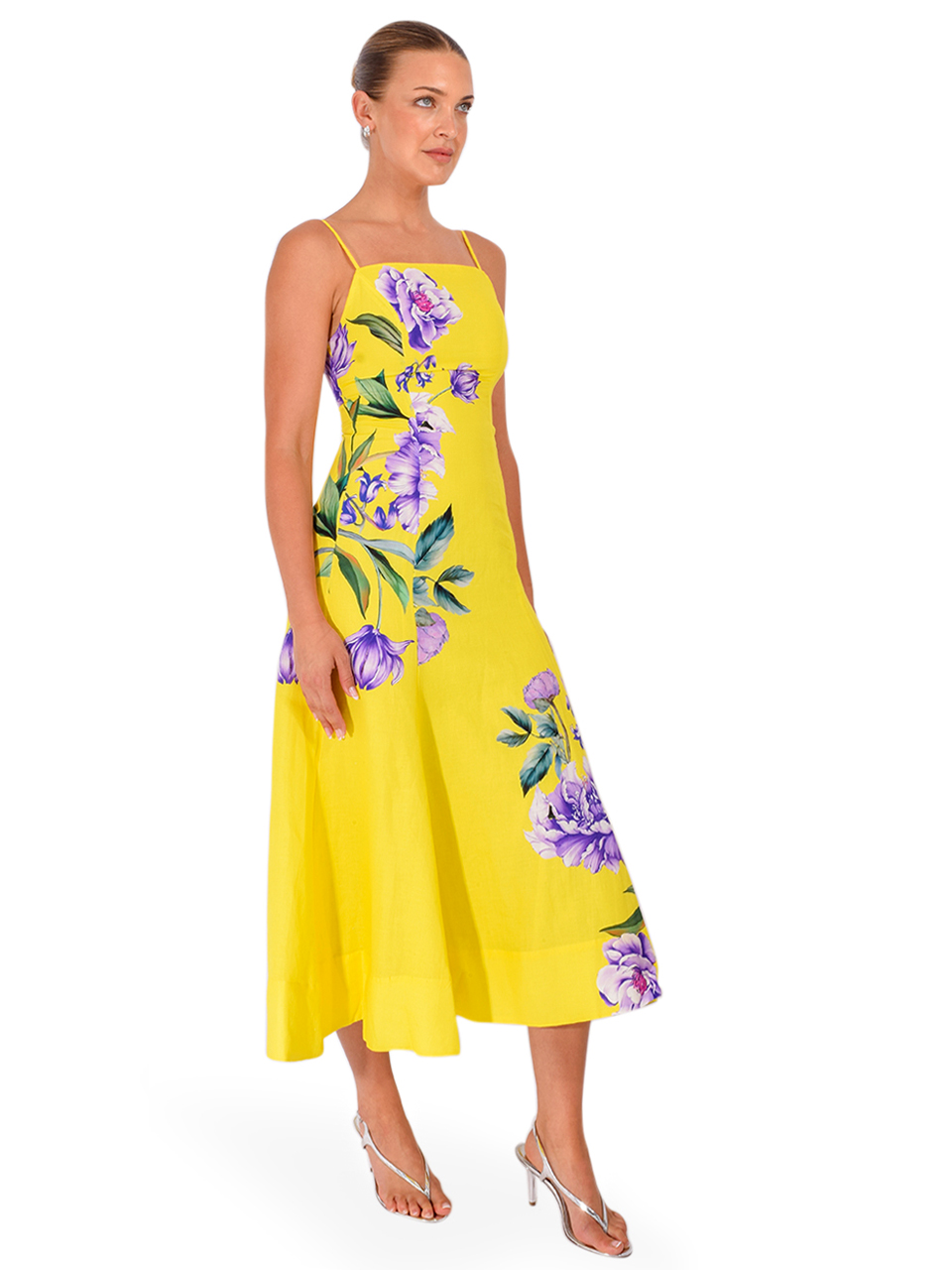 HEMANT & NANDITA Vama Midi Dress in Yellow Side View 