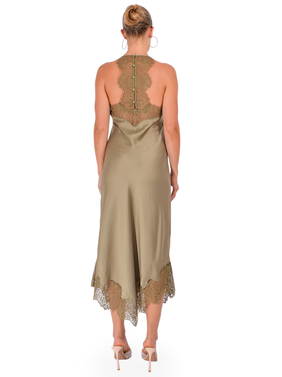 BA&SH Chiarina Dress in Green Back View 