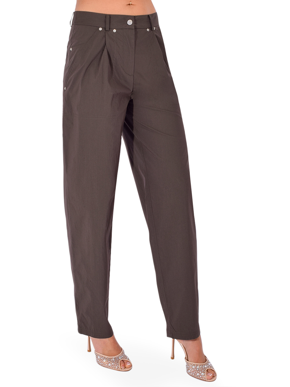 BA&SH Onur Pants in Brown Side View 