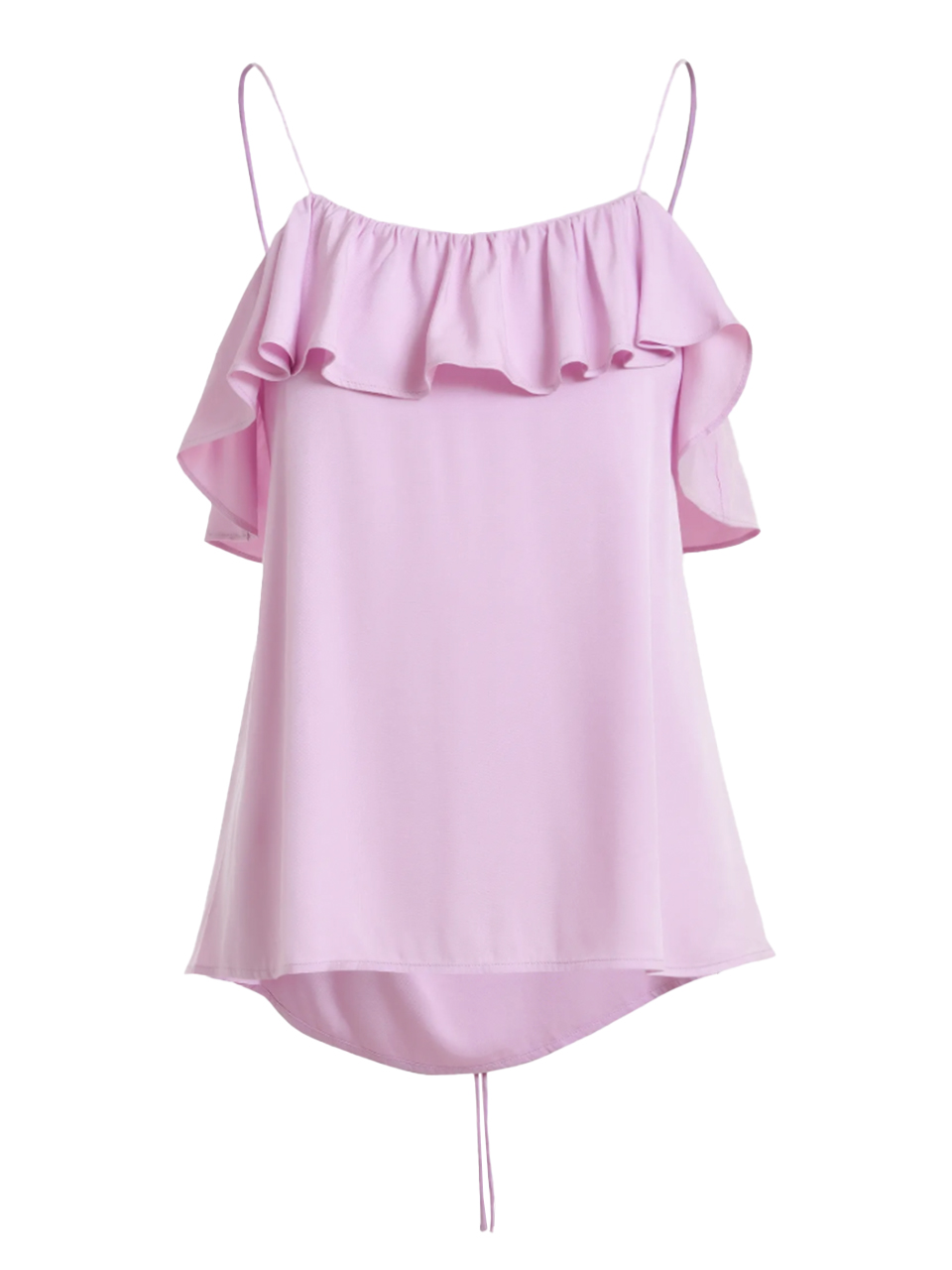 ESSENTIEL ANTWERP Janielle Ruffle Strappy Top in Lilac Product Shot 